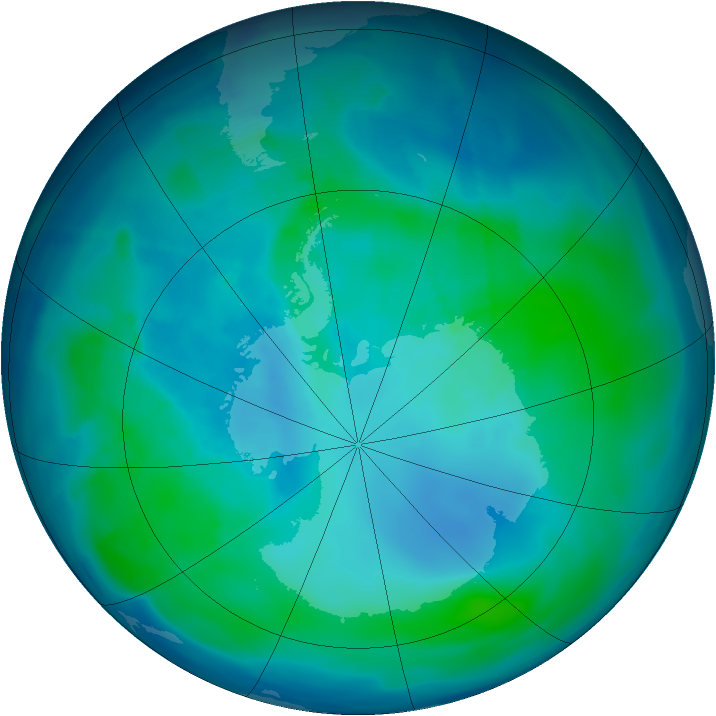 Antarctic ozone map for 01 February 2009